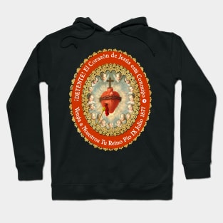 Detente Spanish Sagrado Corazon Sacred Heart of Jesus Catholic Prayer WHT Hoodie